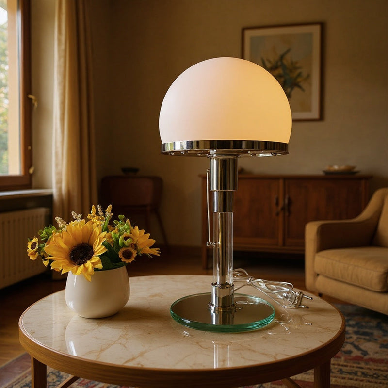 Frosted Globe, Glass Base: Styling a Sculptural Table Lamp