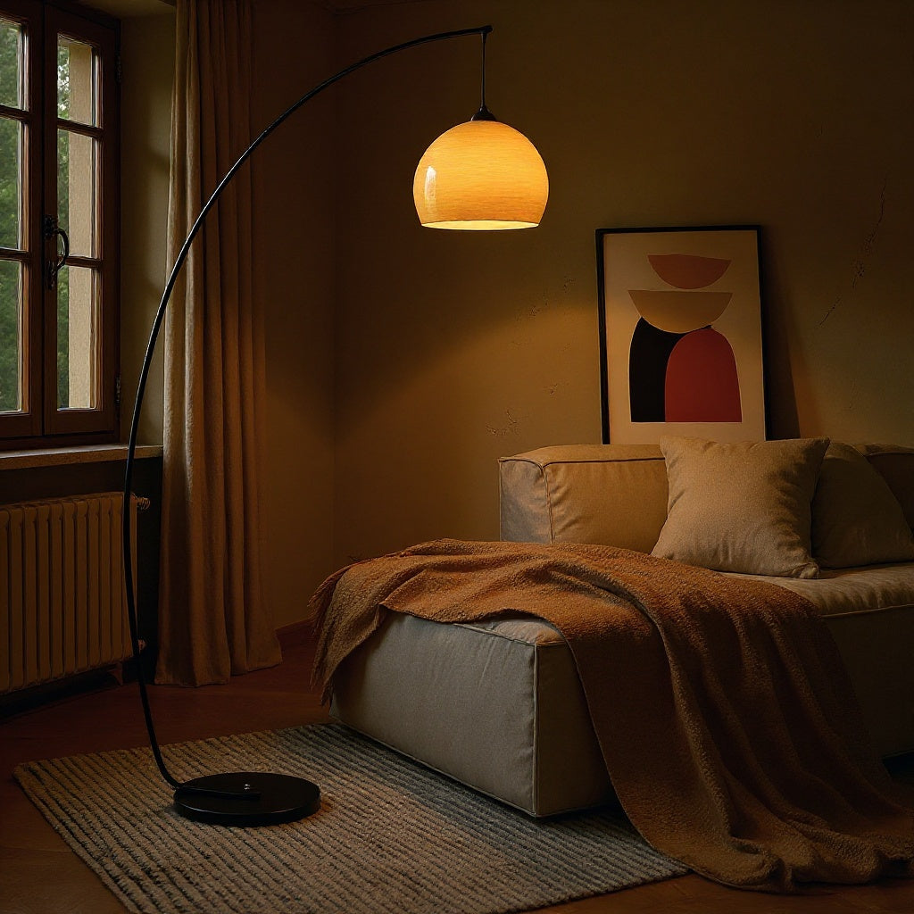 Orange Gradient Gooseneck Floor Lamp