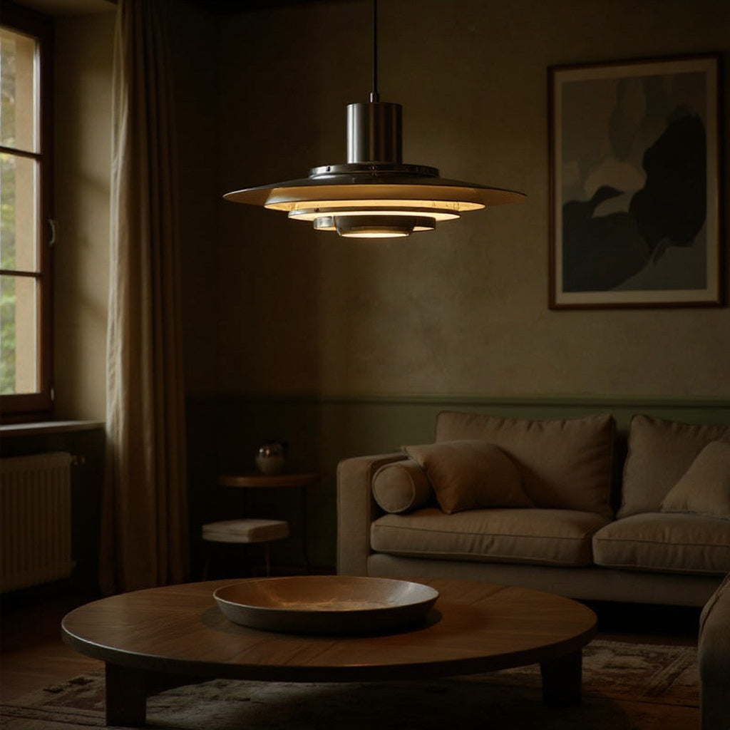 Danish Mid-Century Chrome Pendant Light