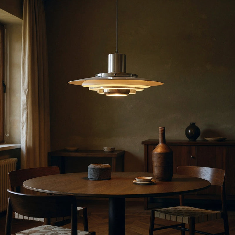 Danish Mid-Century Chrome Pendant Light