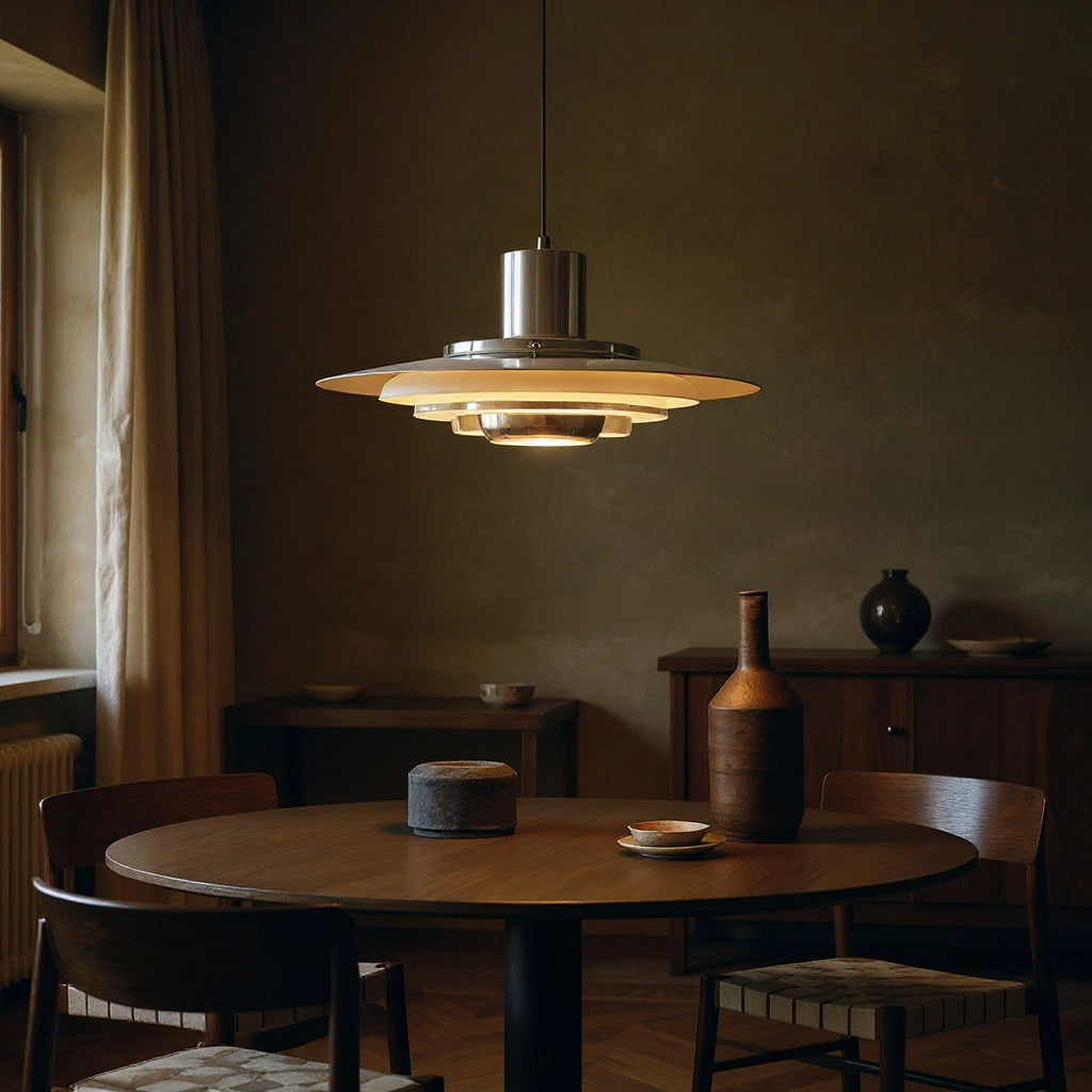 Danish Mid-Century Chrome Pendant Light