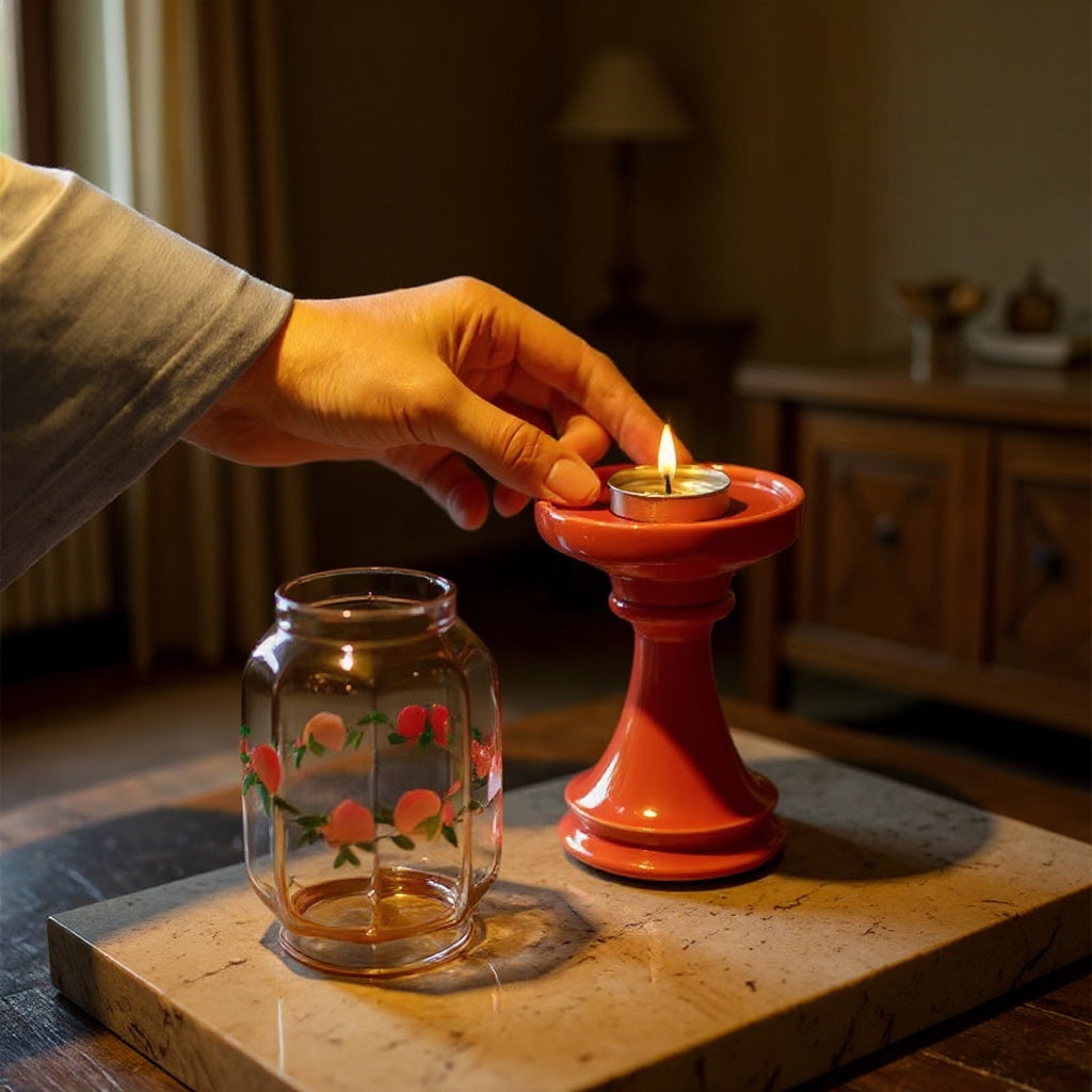 Red Ceramic Candle Holder
