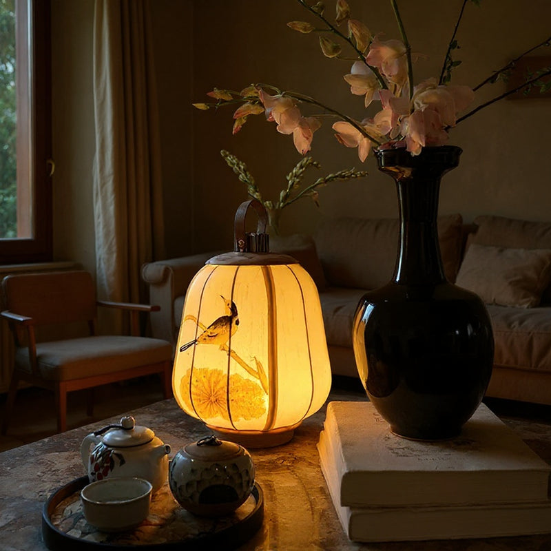 Bird Pattern Lantern Table Lamp
