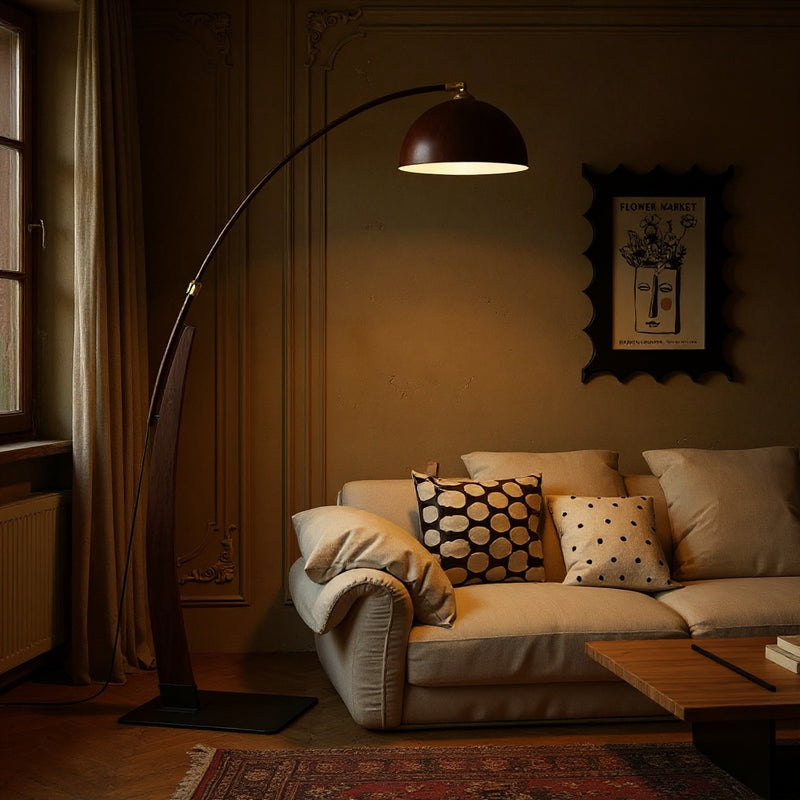 Walnut Gooseneck Floor Lamp