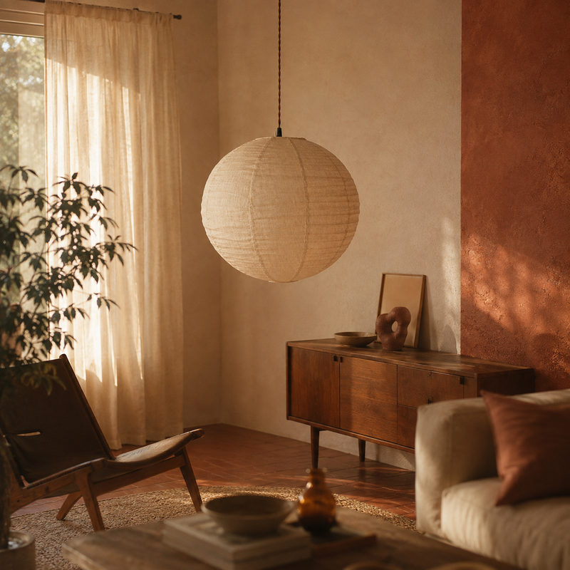 Globe Linen Pendant Light