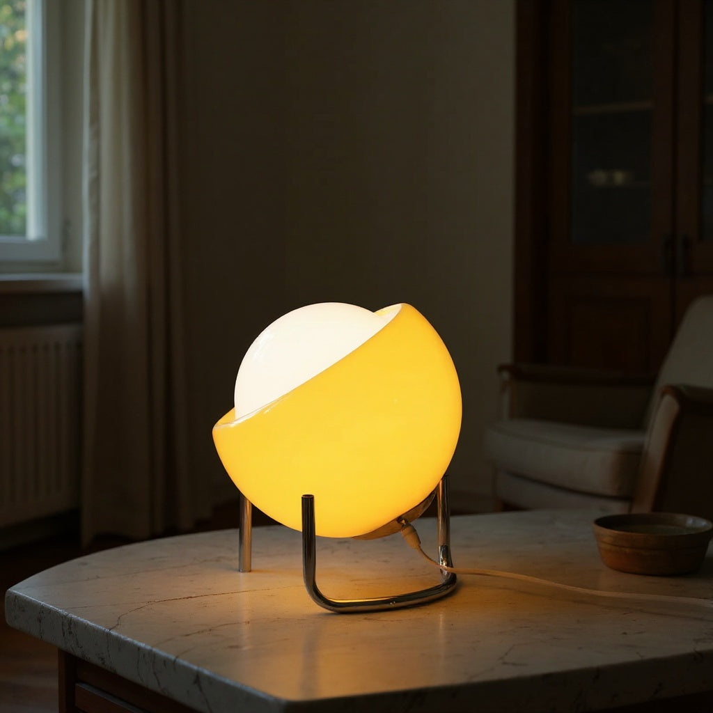 Vintage Orange Glass Table Lamp