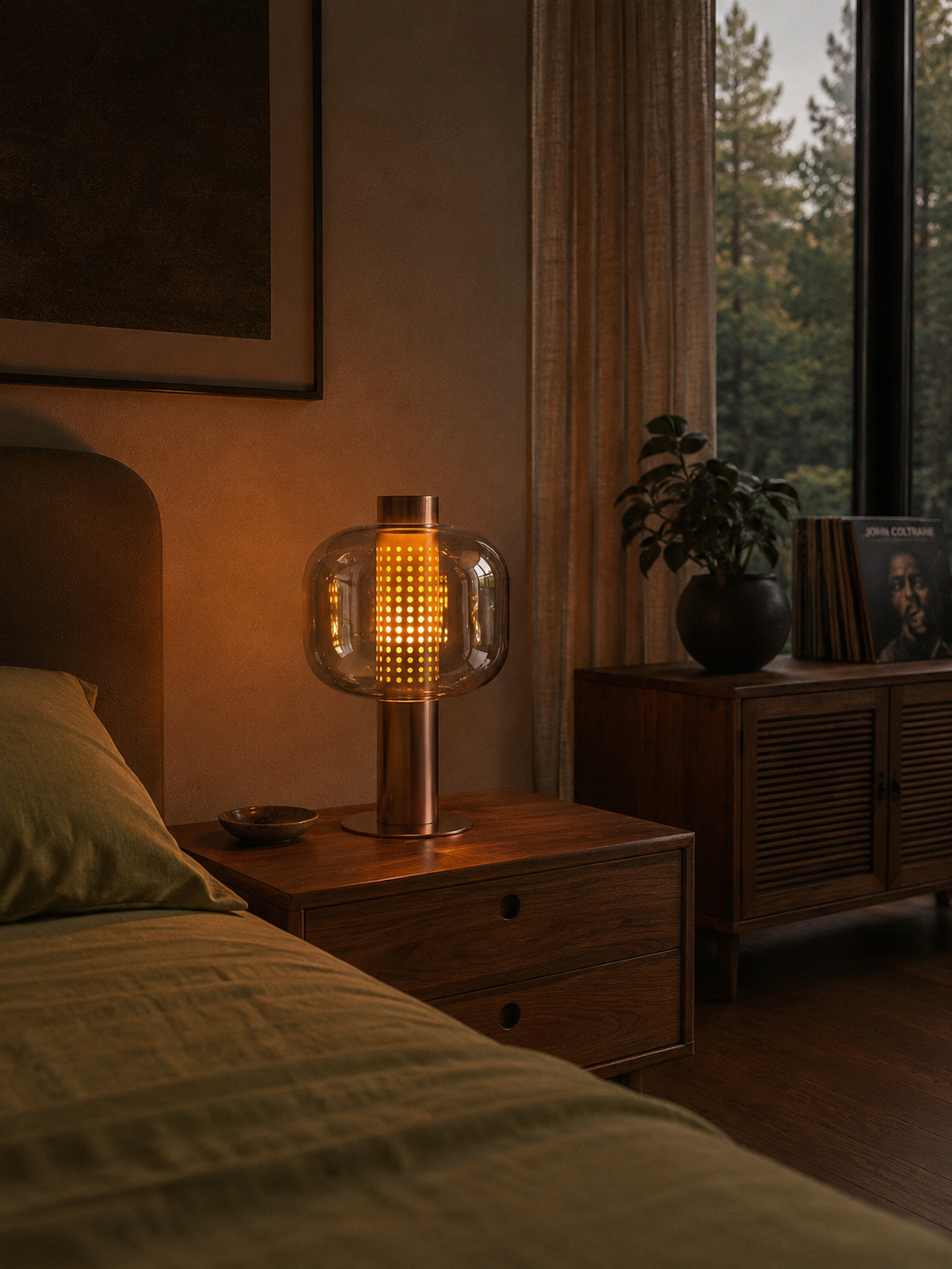 Amber Glass Table Lamp