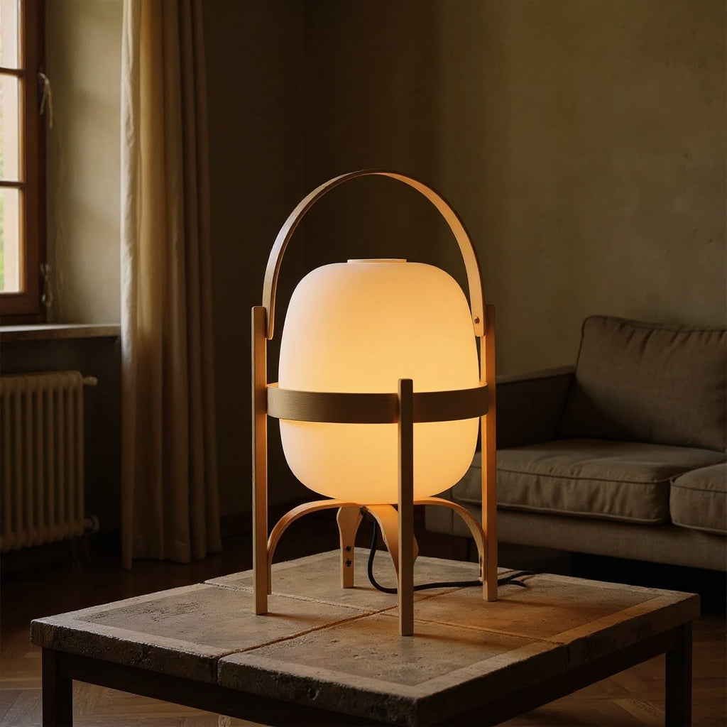 Cole Cestita Style Walnut Lantern Floor Lamp