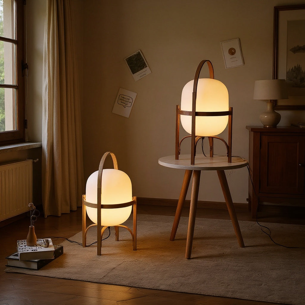 Cole Cestita Style Walnut Lantern Floor Lamp