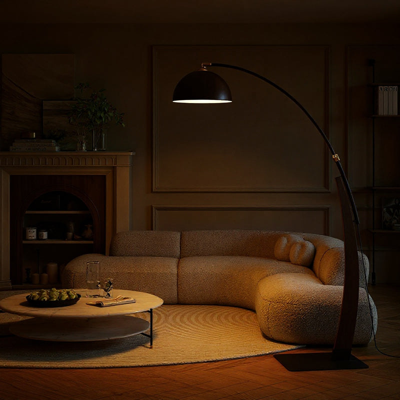 Walnut Gooseneck Floor Lamp