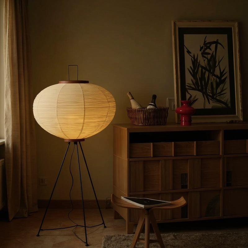 Japanese Noguchi Akari Style Paper Lantern Floor Lamp
